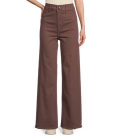 From Billabong&#x2C; these pants feature: High riseBelt loopsWide legSlim fitAnkle-lengthFrayed raw hemsButton/fly closureCotton/elastaneMachine wash/line dryImported. High Rise Pants With Frayed Hem For Fall, Brown Bottoms With Frayed Hem For Fall, Mid-rise Pants With Frayed Hem For Fall, Fall Brown Bottoms With Frayed Hem, Trendy Full Length Bottoms With Frayed Hem, Brown High Rise Bottoms With Frayed Hem, Straight Leg Bottoms With Frayed Hem For Fall, Brown Bottoms With Frayed Hem For Spring, Wide Leg Pants With Frayed Hem For Work