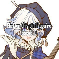 an anime character holding a guitar with the caption click on this pin if you're bored