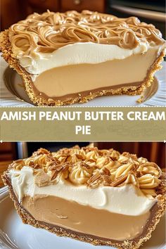 there is a pie with whipped cream and nuts on it