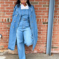 This Trendy Denim Trench Jacket Is 90% Cotton And 10% Polyester. Perfect For Fall, Spring And Layered For Winter Oversized Fit- Wearing A Size Medium -Med Denim Wash -Waist Belt Detail -Long Denim Coat Fit -Classic Button Closure -Long Sleeve -Faded Back Detail Fall Streetwear Denim Jumpsuit With Pockets, Trendy Fall Denim Jumpsuit For Streetwear, Casual Denim Jumpsuit For Fall Streetwear, Trendy Denim Jumpsuit For Fall Streetwear, Fall Button-up Medium Wash Denim Jumpsuit, Trendy Button-up Denim Jumpsuit For Fall, Fall Denim Jumpsuit With Pockets And Long Sleeves, Fall Long Sleeve Denim Jumpsuit With Pockets, Trendy Denim Jumpsuit For Fall