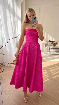 Summer Dresses To Wear To A Wedding, New Me Outfits, Elegant Summer Dresses For Wedding Guest, Pink Wedding Dress Guest, Cute Dresses For Weddings Guest, Brunch Dress Ideas, Pink Dress For Wedding Guest, Pink Summer Dress Outfit, Bday Dresses For Women