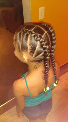 Simple Hairstyles Black Kids, Little Mixed Girl Hairstyles Easy Braids, Two Plats Hairstyle, Mixed Girl Braids Kids, Protective Hairstyles For Mixed Kids, Easy Mixed Girl Hairstyles, Mixed Girls Hairstyles Kids, Hair Styles For Mixed Girls Kids, Kids Curly Hairstyles Girls Curls