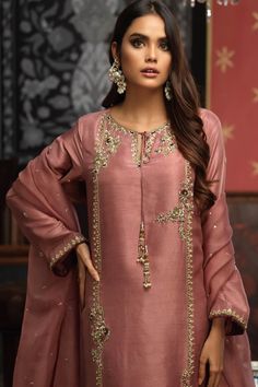 Haniya (Three Piece)-Restocked – Zaaviay Global Elegant Pink Raw Silk Palazzo Set, Pink Slub Silk Sets For Eid, Elegant Slub Silk Unstitched Suit With Intricate Embroidery, Wedding Palazzo Set With Intricate Embroidery In Slub Silk, Elegant Unstitched Slub Silk Suit With Intricate Embroidery, Pink Silk Palazzo Set With Intricate Embroidery, Designer Slub Silk Salwar Kameez With Intricate Embroidery, Transitional Tissue Silk Kurta With Dabka Detail, Elegant Salwar Kameez With Intricate Embroidery In Slub Silk