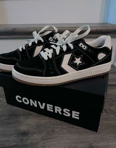 Custom Shoes Aesthetic, Converse Star Shoes, Low Top Converse Aesthetic, Black Converse Outfit Women, Converse As-1 Pro, Shoes For Men Aesthetic, Black Aesthetic Shoes, Converse One Star Outfit, Converse 1 Star