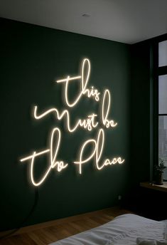 This Must Be The Place Neon Sign Esthetician Room Decor, Esthetician Room, Salon Suites, Lash Room, Salon Interior Design, Apartment Decor Inspiration, Salon Ideas, Diy Crafts For Home Decor, Salon Decor