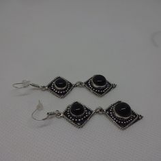 Ornate "Black Onyx" Handmade Sterling Dangle Earrings #379 All Of My Jewelry Is Handmade By Me In My Smoke & Pet Free Home!!!!!! Please Note That Every Item Purchased Comes In A Drawstring Organza Bag For Easy Gift Giving!!! Please Note That I Will Consider Any Reasonable Offer On My Jewelry!!!!!!!!!! Please Let Me Know If You Have Any Further Questions. Thanks For Stopping By And Have A Terrific Day!!! Handmade Black Dangle Earrings, Classic Black Dangle Jewelry, Black Nickel-free Earrings For Party, Nickel-free Black Earrings For Party, Black Sterling Silver Jewelry With Matching Earrings, Handmade Black Gothic Earrings, Handmade Black Earrings For Formal Occasions, Black Handmade Earrings For Formal Occasions, Elegant Handmade Black Earrings