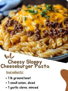 Sloppy Cheeseburger Pasta, Cheesy Sloppy Cheeseburger Pasta, Hamburg Casserole, Health Chicken Recipes, Loose Meat Sandwich, Creamed Spinach Recipe, Pork Sausage Recipes, Loose Meat, Supper Tonight