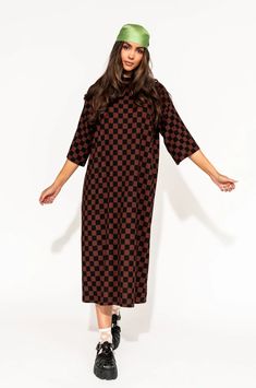 Ozzy Dress in Black + Mocha Checkerboard – Dressed in Lala Satin Playsuit, Dressed In Lala, House Dresses, Oversized Sleeves, 2024 Design, Spandex Dress, Virtual Wardrobe, Blazer Set, Flannel Jacket