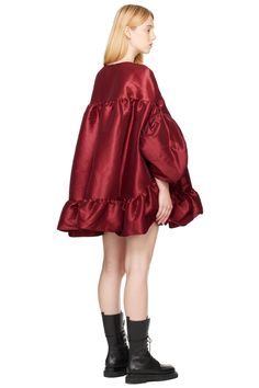 Kika Vargas: Burgundy Gina Minidress | SSENSE Taffeta Dress, Clothing Accessories, Long Sleeve Blouse, Perfect Clothing, Mini Dress, Outfit Accessories, For Women, Free Shipping