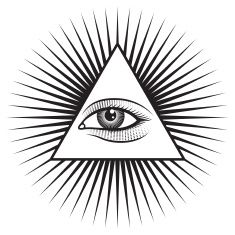 an all seeing eye with rays around it