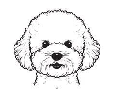 a black and white drawing of a dog's face