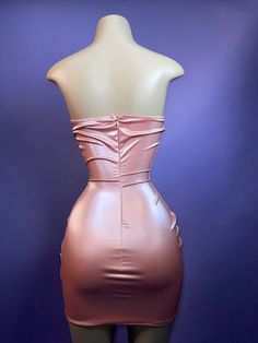 Strapless rose gold / dusty rose corset dress with drapes and cinches all around. Has wiring in the corset. Rose Corset, Corset Dress, Sign Design, R C, Dusty Rose, A R, Rose Gold, Gold