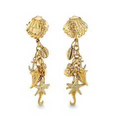 Gold & Diamond Sea Life Earring - Sydney Evan Fine Jewelry Gold Elegant Earrings With Starfish Charm, Elegant Gold Earrings With Starfish Charm, Elegant Starfish Charm Drop Earrings, Elegant Yellow Gold Starfish Charm Earrings, Elegant Yellow Gold Earrings With Starfish Charm, Nautilus Shell, Sydney Evan, Work Jewelry, Jewelry Lookbook