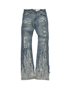 The Flamin’ Stacked Jeans are a bold and edgy choice for those who want to stand out in style. These jeans feature a distinctive flame-inspired distressed design on the lower half, creating a visually striking effect that exudes confidence and individuality. Crafted from premium-quality denim, these jeans are designed to provide durability and long-lasting comfort. The stacked silhouette enhances the look by offering a modern, elongated fit that pairs perfectly with sneakers or boots. The ripped Stacked Jeans, Stacked Pants, Jordan 4’s, Jordan Yeezy, Nylon Pants, Streetwear Aesthetic, Jordan 2, Jordans Women, Jeans For Sale