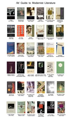 a poster with many different types of books on the front and back cover, all in various