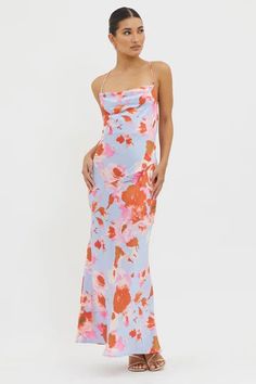 Shop the Dream Walk Cowl Back Tied Dress Print Pink | Selfie Leslie Summer Backless Maxi Dress For Dinner, Summer Satin Backless Dress For Dinner, Spring Satin Backless Dress For Date Night, Spring Dinner Backless Satin Dress, Fitted Spring Backless Dress With Strappy Back, Spring Backless Dress With Spaghetti Straps For Dinner, Fitted Backless Dress With Strappy Back For Spring, Spring Strappy Back Dresses For Date Night, Spring Fitted Dress With Strappy Back