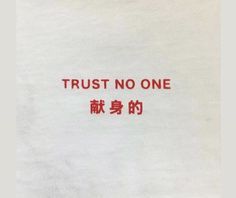 a t - shirt with the words trust no one written in chinese