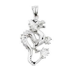 PRICES MAY VARY. Chinese Dragon Charm Pendant finely crafted with sterling silver in perfect polished finish TOP QUALITY, AMERICAN MADE – Claddagh Gold is a family-run small business with experience in jewelry going back decades. Today, our workshop is located right in the heart of Los Angeles, California; all our pieces are made in the USA by our close-knit team of resident goldsmiths. Each and every piece is designed by hand, brought to life in solid gold or silver, and polished to perfection Gold Boutique, Chinese Folklore, Necklace Dragon, Chinese Dragons, Symbol Of Power, Chinese Mythology, Pendant Diamond, White Gold Pendant, Silver Dragon