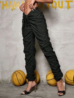 Explore the great outdoors or go for a casual event in style with these Drawstring Cargo Jogger Pants! Crafted from lightweight fabric and featuring a classic drawstring waist in a bold and elegant black color, they offer the utmost comfort and a perfect fit. So whether you’re strolling in the park or tackling a trail, do it in style. Details: Color: Black Style: Casual Pattern Type: Plain Type: Jogger Closure Type: Drawstring Waist Waist Line: High Waist Length: Long Fit Type: Regular Fit Fabri Sporty Drawstring Trousers, Black Stretch Pants With Functional Drawstring, Athleisure Drawstring Ankle-length Pants, Athleisure Ankle-length Drawstring Pants, Sporty Drawstring Ankle-length Joggers, Stretch Pants With Drawstring For Leisure, Black Stretch Bottoms With Functional Drawstring, Sporty Ankle-length Joggers With Drawstring, Athleisure Drawstring Trousers