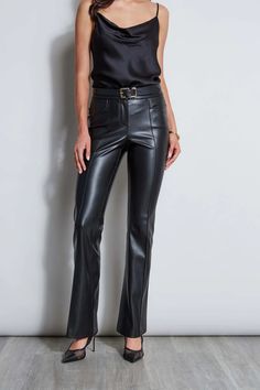 Vegan Leather Seam Pant – Elie Tahari Vegan Leather Pants, Cape Designs, Fashionable Dresses, Tahari Dress, Elie Tahari, Long Sleeve Short Dress, Knit Tees, Denim Coat, Clean Modern