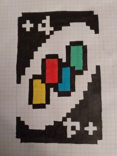 a piece of paper that has been drawn to look like an image with different colored squares on it