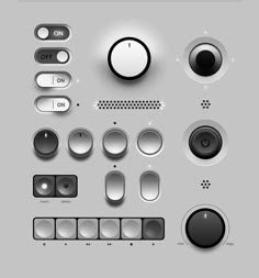 a set of buttons and knobs on a gray background