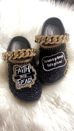 Biblical Crocs Black Bling Crocs, Custom Crocs Diy, Customized Crocs Shoes, Sneaker Drawings, Designed Crocs, Blinged Out Crocs, Crocs Diy, Designer Crocs, Croc Ideas