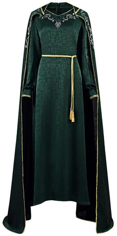 PRICES MAY VARY. Adult House of Dragon cosplay costume women's Alicent Hightower green tunic dress cloak suit Halloween Christmas carnival party role playing queen gown robe outfit. Exquisite gold silk embroidery trim on cloak and cuffs highly restore the charactor. Crystal rhinestone and small metal flowers embellishment highlight the elegance and dignity of womens, which will make you be eye-catching. Knitted waistband helps to construct an elegant body. Hook closure on cuffs and back zipper d Alicent Hightower Dress, Hightower Dress, Historical Dresses Medieval, Green Princess Dress, Long Dress Outfit, Medieval Cape, Green Tunic Dress, Celtic Clothing, Comic Clothes