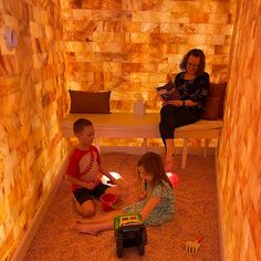 Family Salt Spa Therapy Nature Spa Design, Home Salt Room, Healing Office Space, Salt Cave Design, Salt Room Design, Light Therapy Room, Wellness Spa Interior Design, Salt Therapy Room, Wellbeing Room