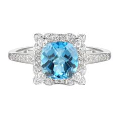 Whether you're celebrating a special occasion, marking a milestone, or simply treating yourself to a timeless and meaningful piece of jewelry, this Sterling Silver Blue Topaz, Lab-Created White Sapphire Solitaire Ring is the perfect choice. Click on this JEWELRY & WATCHES GUIDE to learn about fit, styles, materials and more! Whether you're celebrating a special occasion, marking a milestone, or simply treating yourself to a timeless and meaningful piece of jewelry, this Sterling Silver Blue Topaz, Lab-Created White Sapphire Solitaire Ring is the perfect choice. Click on this JEWELRY & WATCHES GUIDE to learn about fit, styles, materials and more! FEATURES Width: 19.0mm Metal: sterling silver Plating: rhodium Finish: polished Packaging: boxed Nickel freeSTONE DETAILS Stone type: blue topaz, Light Blue Diamond Accented Jewelry For Anniversary, Light Blue Center Stone Fine Jewelry, Light Blue Fine Jewelry With Center Stone, Light Blue Jewelry With Accent Stones For Anniversary, Aquamarine Jewelry With Center Stone For Anniversary, Anniversary Aquamarine Jewelry With Center Stone, Formal Aquamarine Topaz Birthstone Ring, Fine Jewelry For Anniversary In Light Blue, Light Blue Gemstone Jewelry For Anniversary