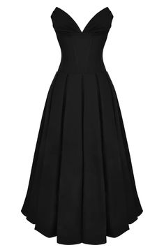 HOUSE OF CB Lady Strapless Midi Dress | Nordstrom Pleated Fitted Corset Dress For Evening, Formal Strapless Dress With Pleated Waist, Strapless Pleated Dress For Prom, Elegant A-line Lined Corset Dress, Pleated Strapless Dress For Prom, Strapless Lined Midi Dress For Formal Occasion, Evening Midi Dress With Pleated Bodice And Full Skirt, Cocktail Dress With Pleated Back And Full Skirt, Elegant Lined A-line Corset Dress