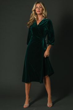 Beckinsale Velvet Wrap Dress | Dark Green Hunter Green Maxi Dress, Full Sequin Dress, Satin Gowns, Burgundy Maxi Dress, Winter Wedding Guest Dress, Loungewear Fashion, Velvet Wrap Dress, Baltic Born, Dark Green Color