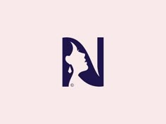 a woman's profile in the letter n