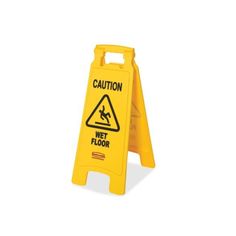 a caution wet floor sign with the words caution on it's bottom and an upside down