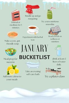 the january bucket list is shown in this graphic