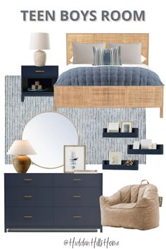 Boys Bedroom Decor Boy Navy Bedding, Blue And Brown Master Bedrooms Decor, Boys Navy Blue Bedroom, Navy Blue Guest Bedroom, Navy Furniture Bedroom, Boys Room Queen Bed, Pottery Barn Boys Room, Modern Farmhouse Boys Bedroom, Big Boy Bedrooms Modern