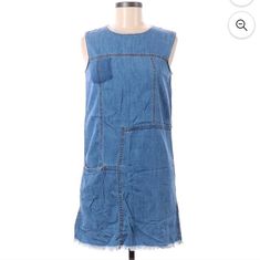 This Is A Great Shift Dress By Zara. Classic Blue Denim. So Comfortable, Stylish & Easy To Wear! Can Be Dressed Up Or Down. Brand New Without Tags. Size Xs. Made In Morocco. Purchased For $80+ Tax. Buy It Here For A Fraction Of What I Paid. Comes From A Smoke And Pet Free Environment. Please Let Me Know If You Have Any Questions Or Would Like To See Additional Images. Blue Sleeveless Dress With Pockets For Spring, Sleeveless Denim Blue Mini Dress For Day Out, Fitted Sleeveless Denim Dress With Frayed Hem, Spring Sleeveless Denim Blue Mini Dress, Spring Denim Blue Sleeveless Mini Dress, Zara Fitted Sleeveless Casual Dress, Sleeveless Summer Dress With Frayed Hem, Sleeveless Denim Mini Dress For Day Out, Zara Sleeveless Cotton Mini Dress