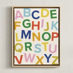 This playful take on a standard alphabet poster is modern, minimal, yet eye-catching. . Wall Art Letters, Kids Art Print, Fun Art Print, Alphabet Photos, Alphabet Wall Art, Kindergarten Printables, Art Letters, Wall Art For Kids, Alphabet Wall