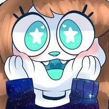 a cartoon girl with big blue eyes and stars on her face is looking at the camera