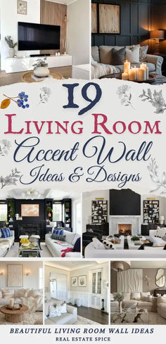 Says 19 Living Room Accent Wall Ideas and Designs with 7 images of accent walls with TV wall paneling wall art paint tv accent wall shelving below says beautiful living room wall ideas Wood On Walls Ideas Living Room, Focal Wall With Tv, Beautiful Accent Walls, Trendy Accent Walls, Accent Walls In Living Room Decor, Painting Black Accent Wall, Wallpaper One Wall Living Room, Accent Wall In Living Room With Tv, Accent Wall Great Room