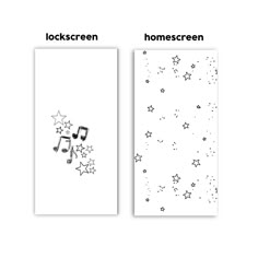 two cards with music notes and stars on them, one is black and the other has white