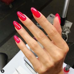 Pink Jelly Nails Nails One Color, Nails Plain, Red Nails Acrylic Square, Short Oval Nails, Oval Nails Designs, Nails Acrylic Square Long, Nails March, Jelly Nail Polish, Red Nails Acrylic