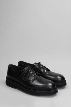 Lace up shoes in black leather, laces, round toe, rubber sole, 100% leather, Made in Italy Calf Leather Lace-up Shoes With Vibram Sole For Work, Calf Leather Lace-up Shoes With Lug Sole, Modern Black Lace-up Shoes With Lug Sole, Black Lace-up Shoes With Textured Sole, Lace-up Calf Leather Oxfords With Vibram Sole, Classic Leather Lace-up Shoes With Lug Sole, Classic Lace-up Leather Shoes With Lug Sole, Black Leather Lace-up Oxfords, Derby Lace-up Shoes With Vibram Sole In Calf Leather