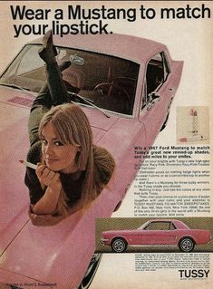 Pink Mustang, Foto Muro Collage, Beauty Ad, Pink Car, Car Ads, Vintage Comics, Vintage Advertising