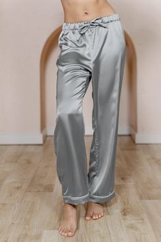 Model: Brinkley; Size: S Elegant Wide Leg Bottoms For Pajama Party, Satin Colors, Wedding Parties Colors, Bridesmaid Dress Colors, Sleep Pants, Satin Color, Colorful Party, Color Swatches, Fabric Shop