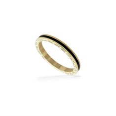 44786 - 14K Yellow Gold - Maile Scroll Enamel Ring Guard Classic Gold Enamel Promise Ring, Elegant 14k Gold Enamel Ring With Polished Finish, Elegant Engraved Ring With Black Enamel For Anniversary, Anniversary White Gold Enamel Rings, 14k Gold Enamel Ring With Polished Finish For Anniversary, Luxury Engraved Enamel Ring For Formal Occasions, Elegant Engraved Enamel Ring For Formal Occasions, Elegant Enamel Rings With Polished Finish, Elegant Formal Engraved Enamel Ring