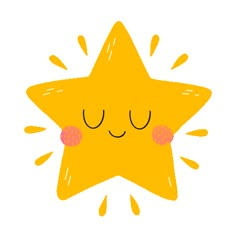 a yellow star with its eyes closed