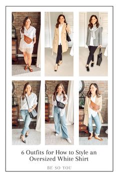 See a total of 16 ways to style a classic yet trendy oversized white shirt with jeans, pants, and shorts. Get inspired to wear this essential piece every week. White Shirt With Jeans, 16 Outfits, Oversized Shirt Outfit, Shirt With Jeans, Oversized White Shirt, White Shirt Outfits, White Kicks, Oversized Shirt Dress