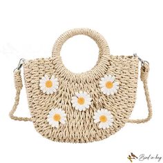 BirdinBag - Bolso femenino nuevo bolso tejido bolso de playa bolso de paja bolso de muñeca bolso de hombro Beige Beach Shoulder Bag With Single Handle, Top Handle Shoulder Bag For Beach Season, Summer Shoulder Bag With Single Handle For Daily Use, Summer Shoulder Bag With Single Handle, Single Handle Shoulder Bag For Daily Summer Use, Handheld Woven Summer Bags, Summer Handheld Woven Bag, Casual Straw Bag With Single Handle For Vacation, Beige Top Handle Bag For Summer