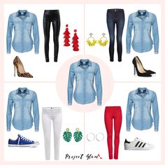 1 prenda, 4 combinaciones: camisa de denim — Project Glam Size 12 Outfits, Jean Shirt Outfits, Chambray Shirt Outfits, Blue Shirt With Jeans, Jean Shirt, Ideas De Outfits, Classy Casual Outfits